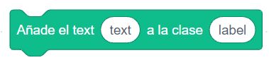 Imagen del bloque de programación Añade el texto...a la clase del modelo de Scratch