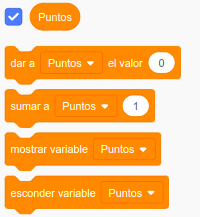 Bloques de variables en Scratch Imagen de los bloques de variables de Scratch