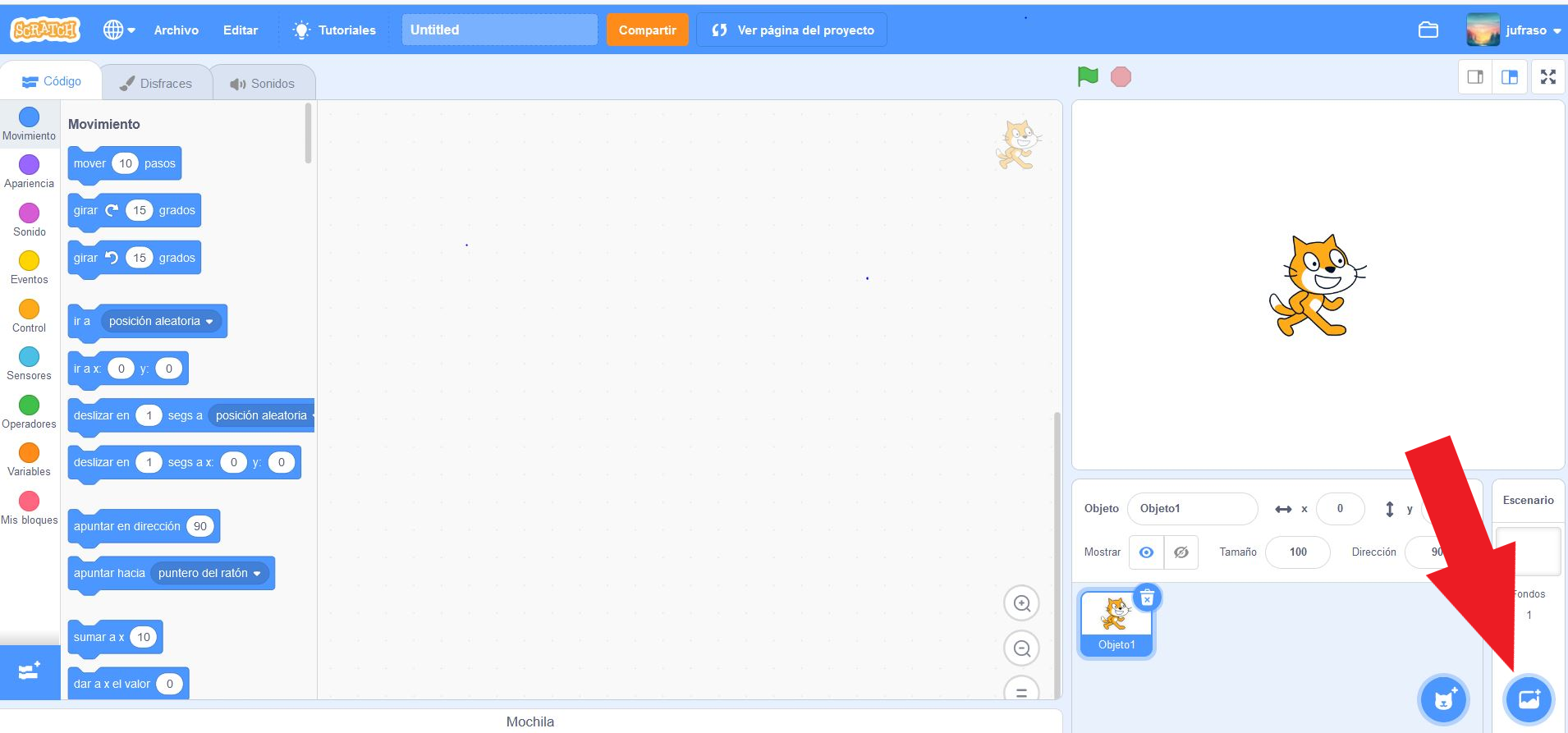 2 Botón para cargar fondos