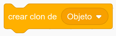 Imagen del bloque de programación crear clon de otro objeto de Scratch