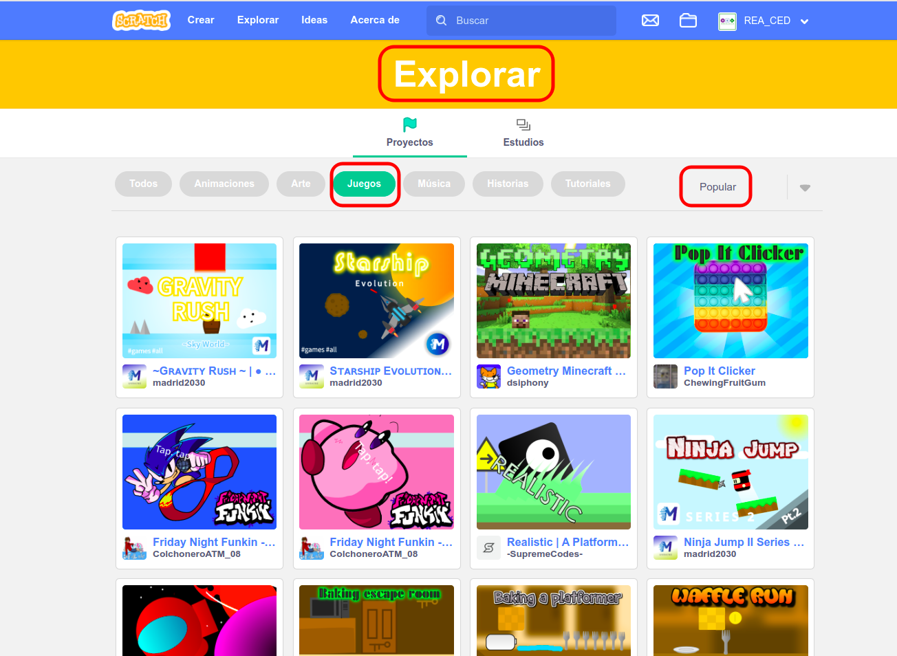 Explorar del portal de Scratch Imagen que representa explorar del portal de Scratch