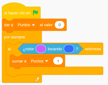 Imagen de bloques de programación variable puntos en Scratch