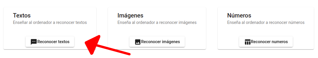 Imagen que representa la opción Reconocimiento de textos en la aplicación Learning ML