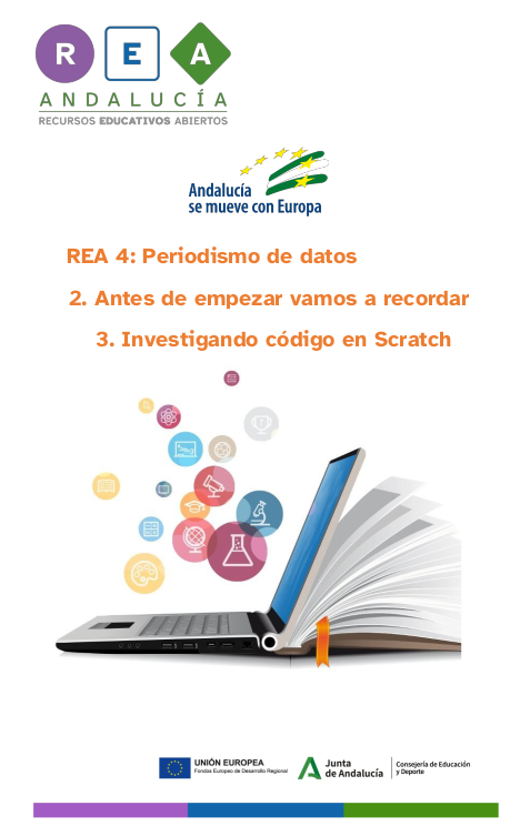 Imagen de la portada del material de apoyo investigando código en Scratch