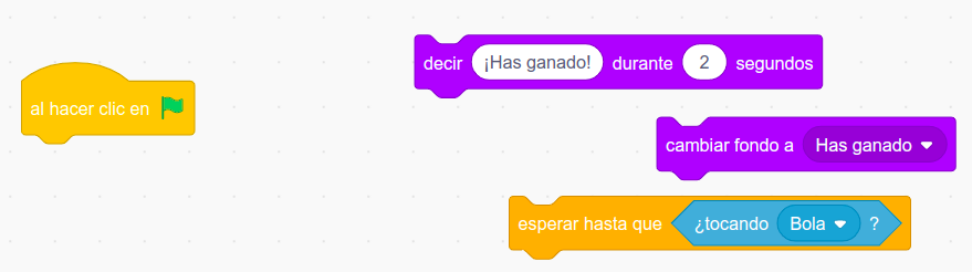 Imagen que representa bloques añadir mensaje has ganado al Maze