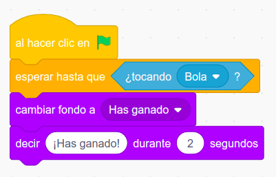 Imagen que representa los bloques del mensaje has ganado Maze