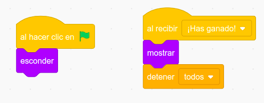 Imagen de los bloques mensaje ganador para el Maze
