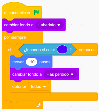Imagen representa el código del mensaje has perdido del Maze