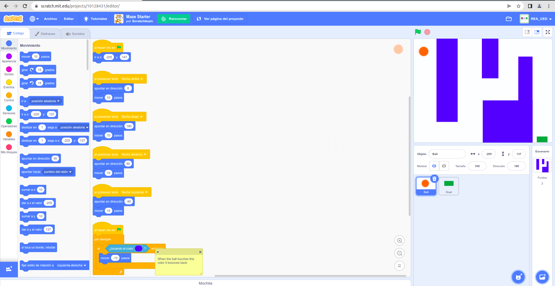 Imagen que describe el entorno de Scratch