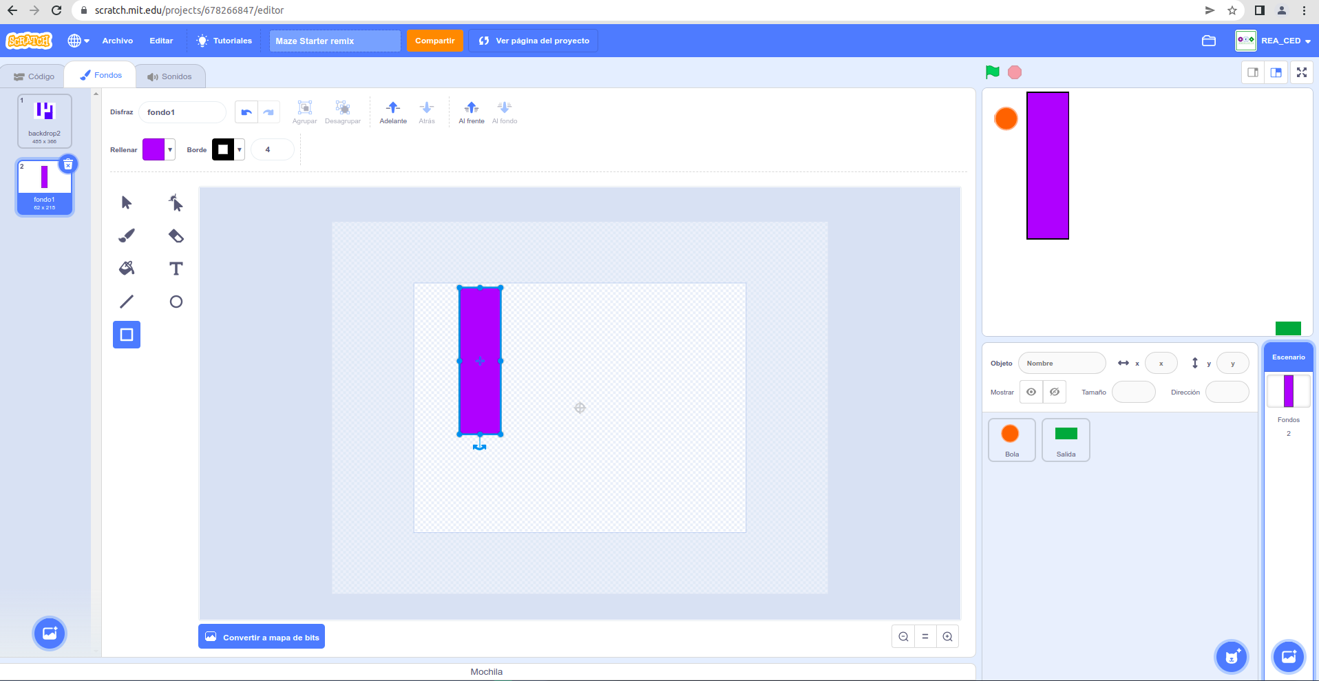 Imagen  del laberinto del videojuego Laberinto o Maze
