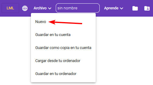 Imagen de inicio desde nuevo de la herramienta Learning ML