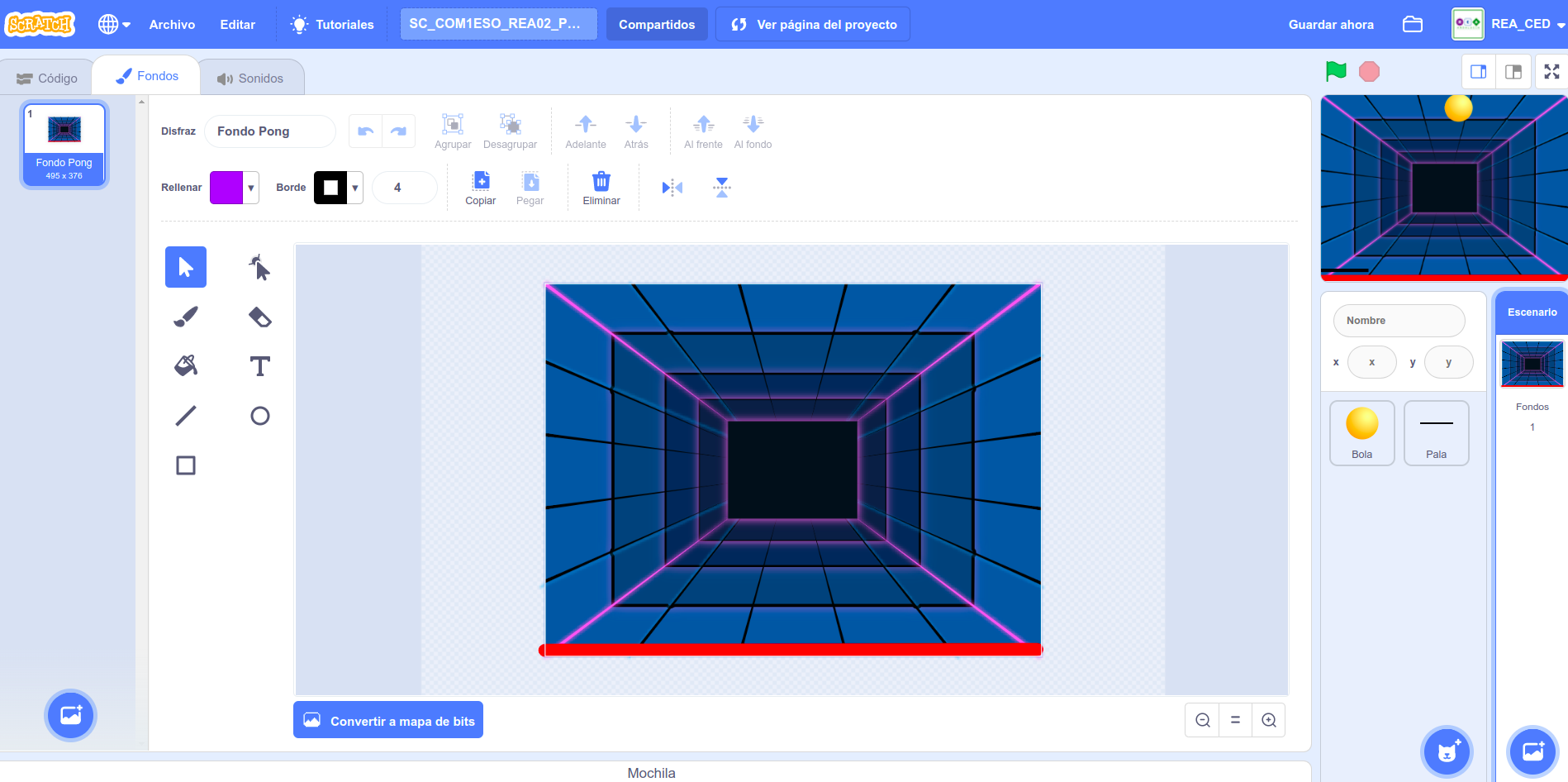 Imagen que describe la pista del Pong