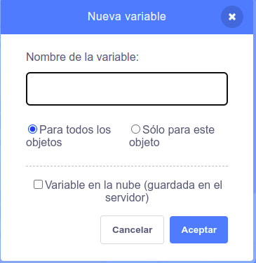 Tres tipos de variables en Scratch Imagen de los tres_tipos_variables en Scratch