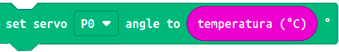 Imagen que describe el bloque de programación de un servo  que se mueve según un sensor en MakeCode