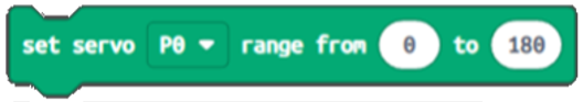 Imagen que representa el bloque de programación set servo range de MakeCode