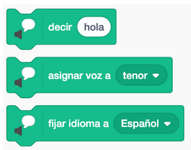La imagen describe los bloques de texto a voz