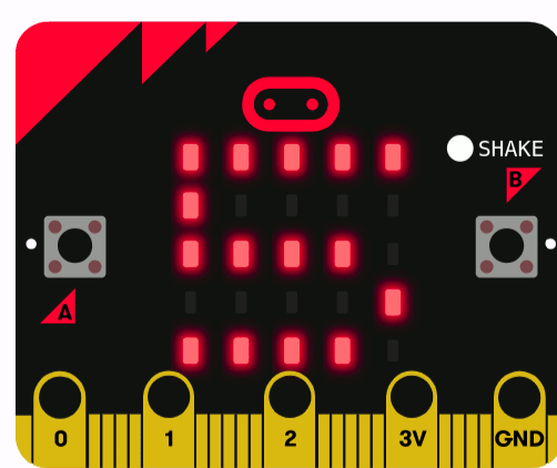 Imagen animada que describe el uso del acelerómetro para un dado digital con la placa micro:bit