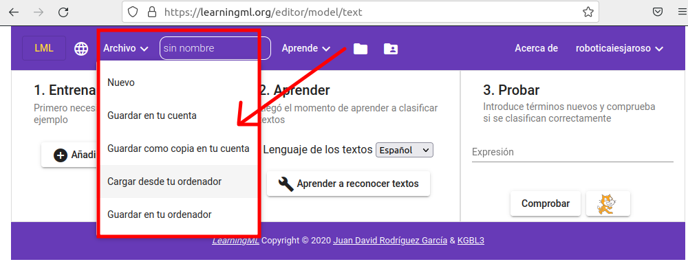 Imagen que describe cómo guardar modelo en Learning ML