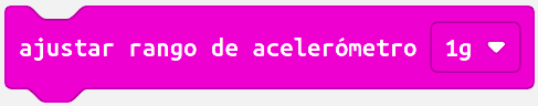 Imagen del bloque de programación de MakeCode ajustar acelerómetro