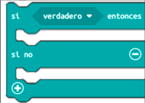 Imagen del bloque de programación de MakeCode condicional si si no