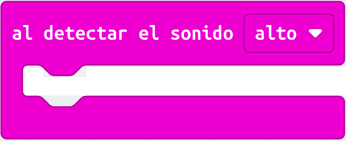 Imagen del bloque de programación de MakeCode detectar sonido