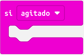 Imagen que representa el bloque de programación de MakeCode si agitado