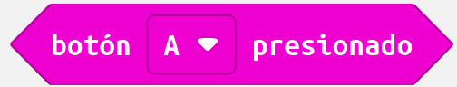 Imagen del bloque de programación de MakeCode botón presionado