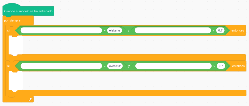 Imagen de fondo de h5p con un conjunto de bloques de Scratch para utilizar modelo de LearningML