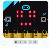 Imagen animada que describe un blinkig de la matriz de LED una vez presionados los pulsadores de la placa