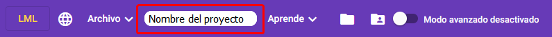 Imagen que nos recuerda que debemos poner un nombre al proyecto en la aplicación Learning ML
