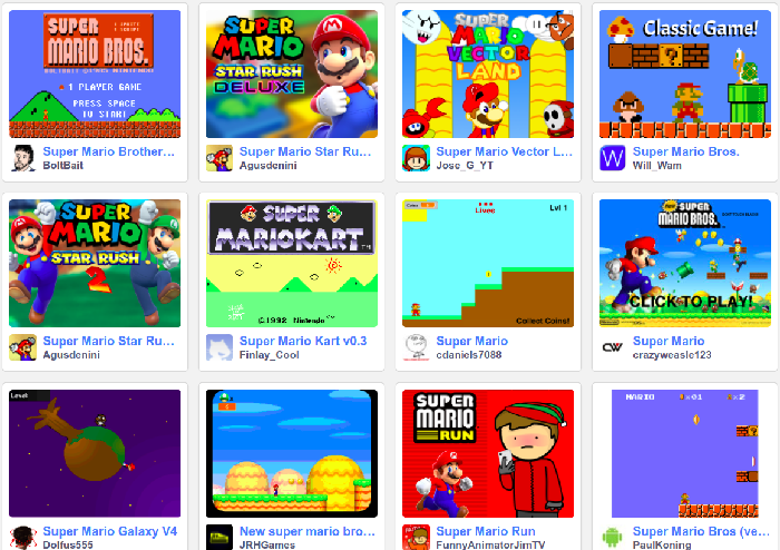 Mario Bross Scratch Ejemplos de juegos de Mario Bross realizados en Scratch