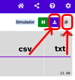 Imagen que describe los botones de registro de datos de los sensores de la micro:bit