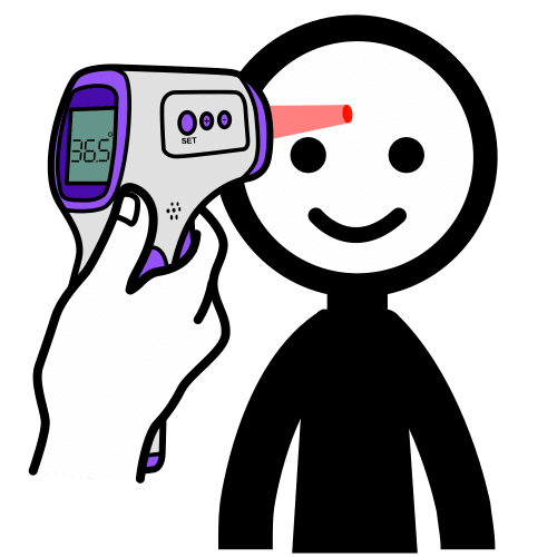 Imagen que describe la toma de temperatura corporal de una persona