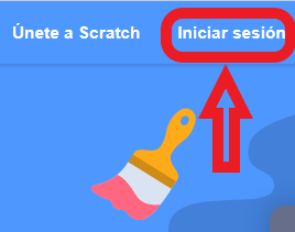 Imagen que describe el menú iniciar sesión de Scratch